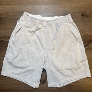 Lululemon Mens SMALL Pace Breaker LINED Short 7" Jacquard Perforated BONE White